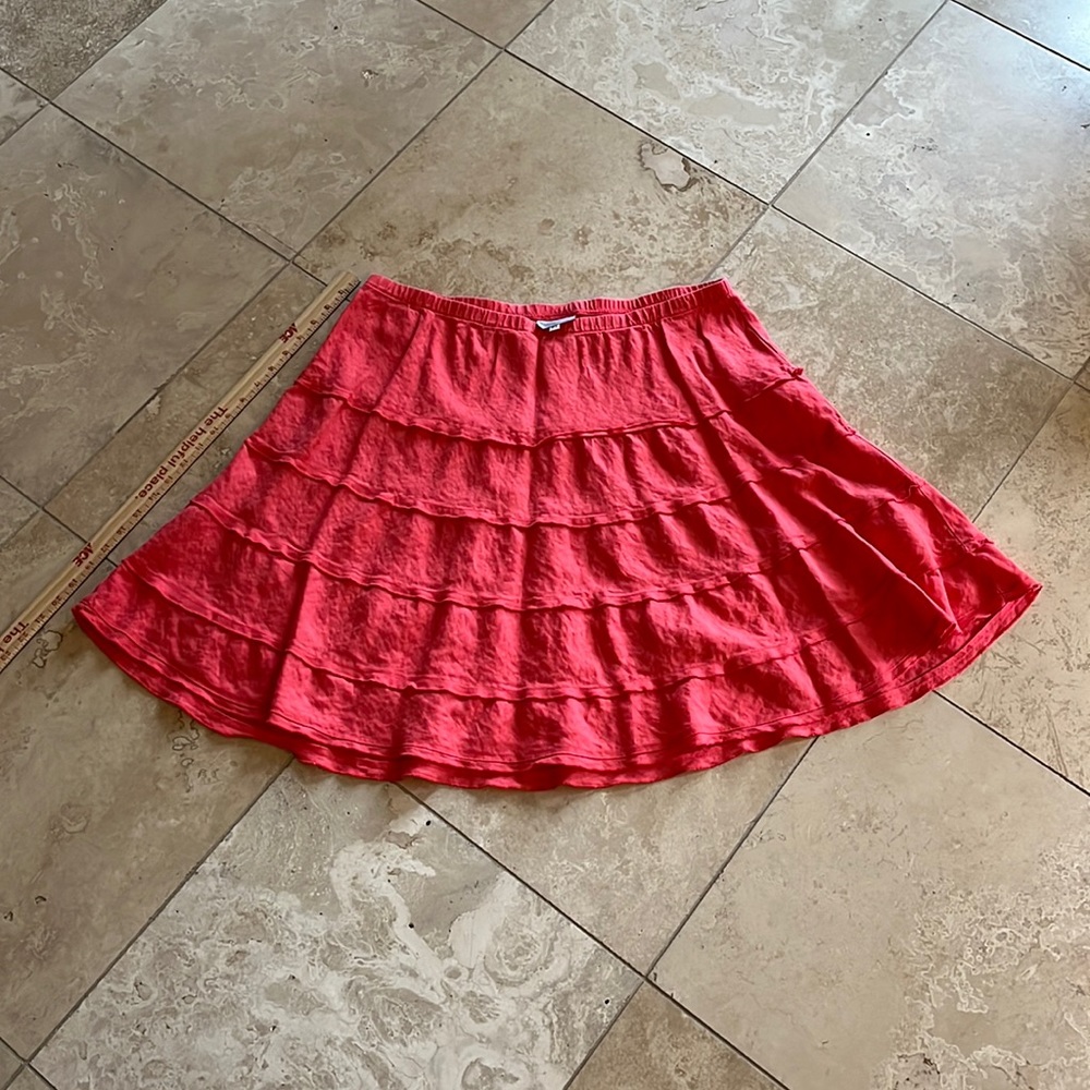 Soft Surroundings, coral flowy ruffle skirt